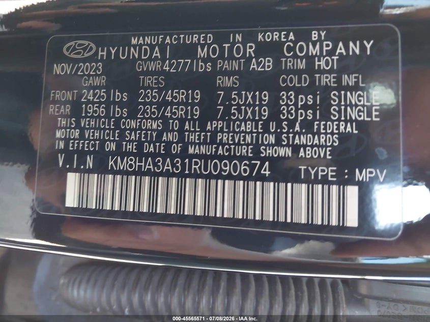 2024 Hyundai Kona N Line VIN: KM8HA3A31RU090674 Lot: 45565571