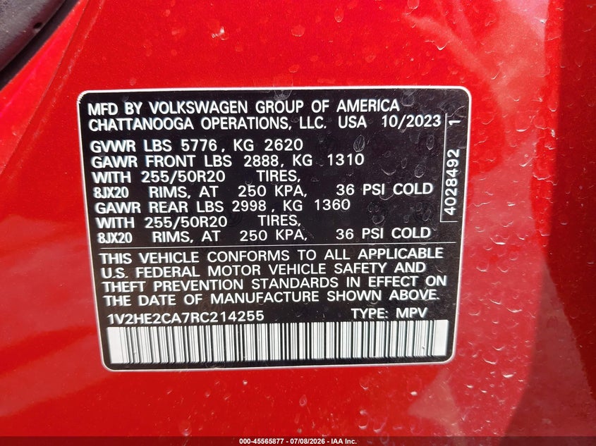 2024 Volkswagen Atlas Cross Sport 2.0T Se W/Technology VIN: 1V2HE2CA7RC214255 Lot: 45565877