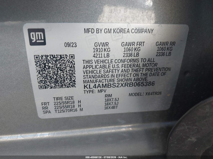 2024 Buick Encore Gx Preferred Fwd VIN: KL4AMBS2XRB065386 Lot: 45566138