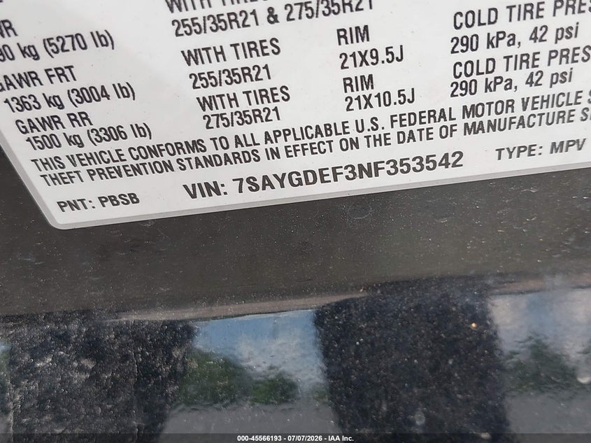 2022 Tesla Model Y Performance Dual Motor All-Wheel Drive VIN: 7SAYGDEF3NF353542 Lot: 45566193