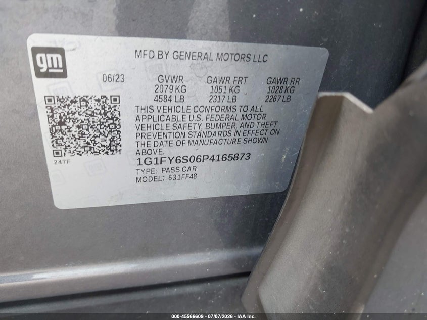 2023 Chevrolet Bolt Euv Fwd Lt VIN: 1G1FY6S06P4165873 Lot: 45566609