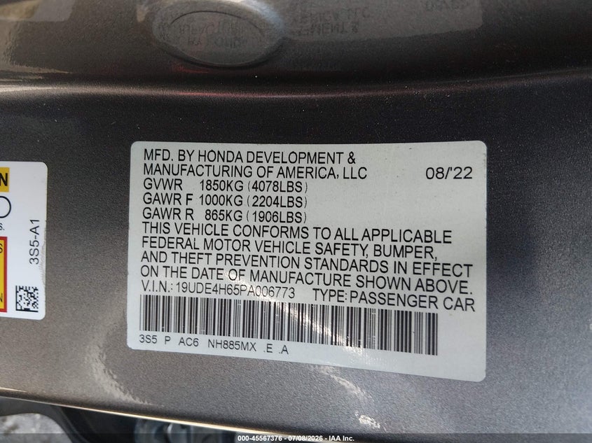 2023 Acura Integra A-Spec Technology VIN: 19UDE4H65PA006773 Lot: 45567376