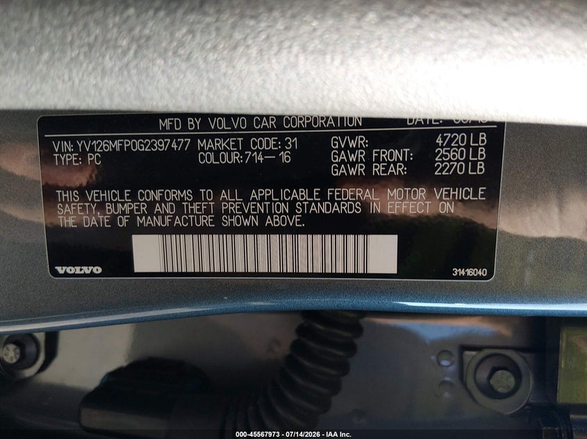 2016 Volvo S60 T5 R-Design Special Edition VIN: YV126MFP0G2397477 Lot: 45567973