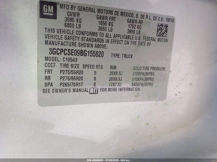 2011 CHEVROLET SILVERADO PICKUP 5.3L V-8 VVT, 315HP