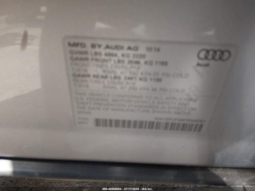 2015 Audi Q3 2.0T Premium Plus VIN: WA1EFCFS8FR006061 Lot: 45568004