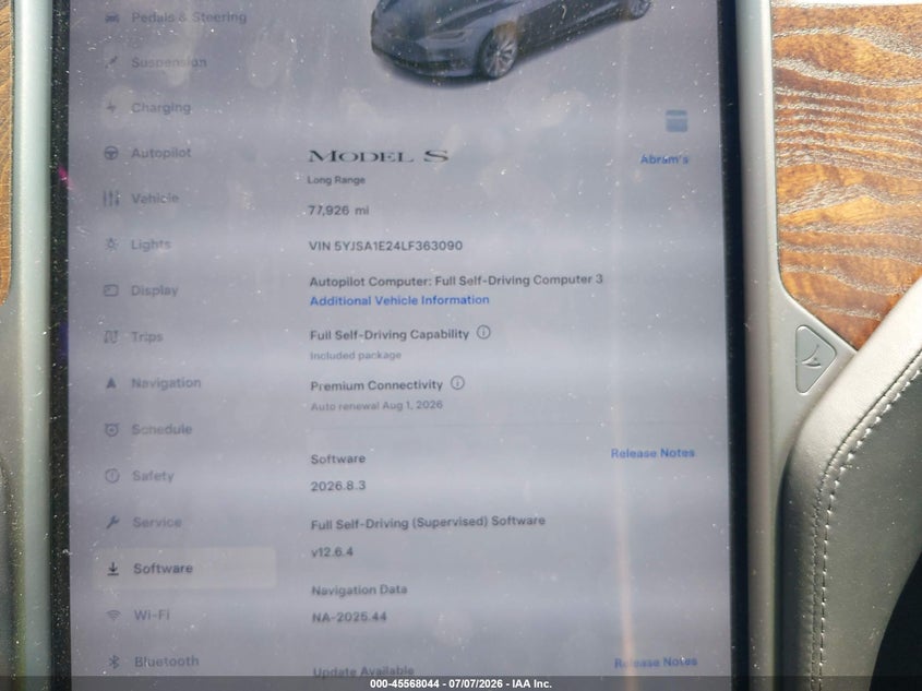 2020 Tesla Model S Long Range Dual Motor All-Wheel Drive/Long Range Plus Dual Motor All-Wheel Drive VIN: 5YJSA1E24LF363090 Lot: 45568044