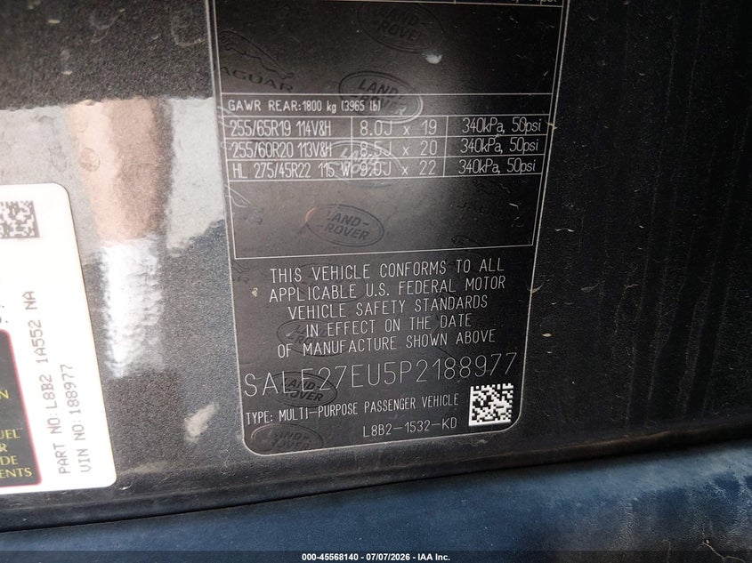 2023 Land Rover Defender 110 X-Dynamic Se VIN: SALE27EU5P2188977 Lot: 45568140