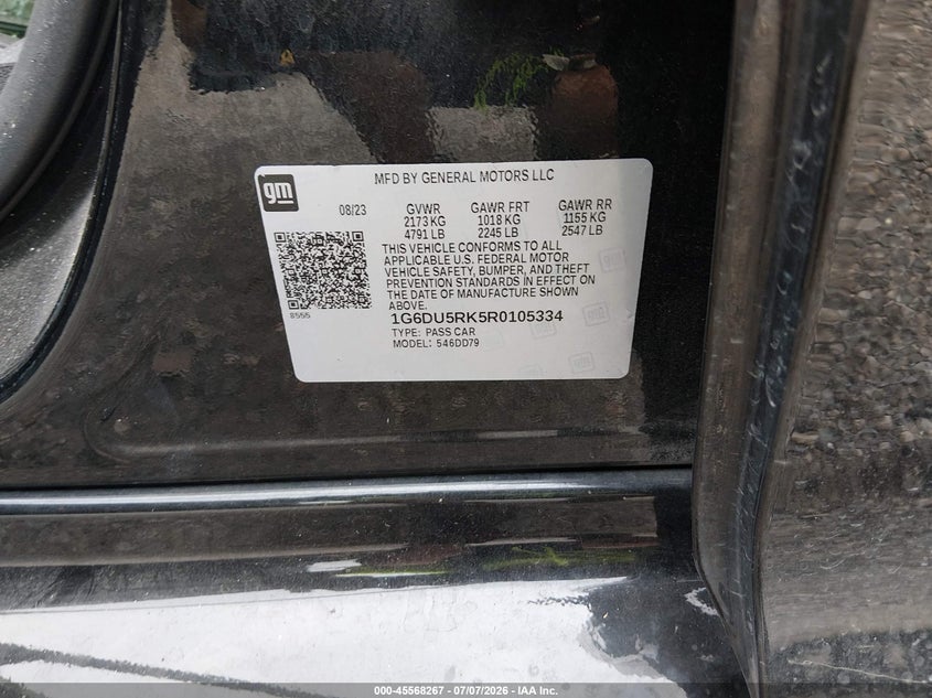 2024 Cadillac Ct5 Sport VIN: 1G6DU5RK5R0105334 Lot: 45568267