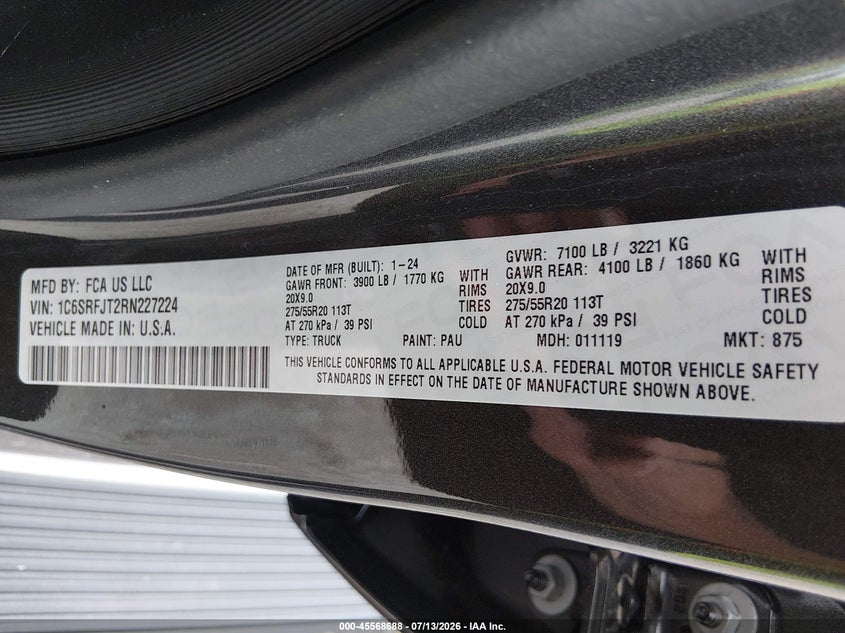 2024 RAM 1500 PICKUP 5.7L V-8 VVT, 395HP