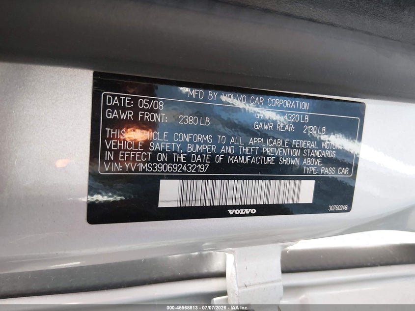 2009 Volvo S40 2.4I VIN: YV1MS390692432197 Lot: 45568813