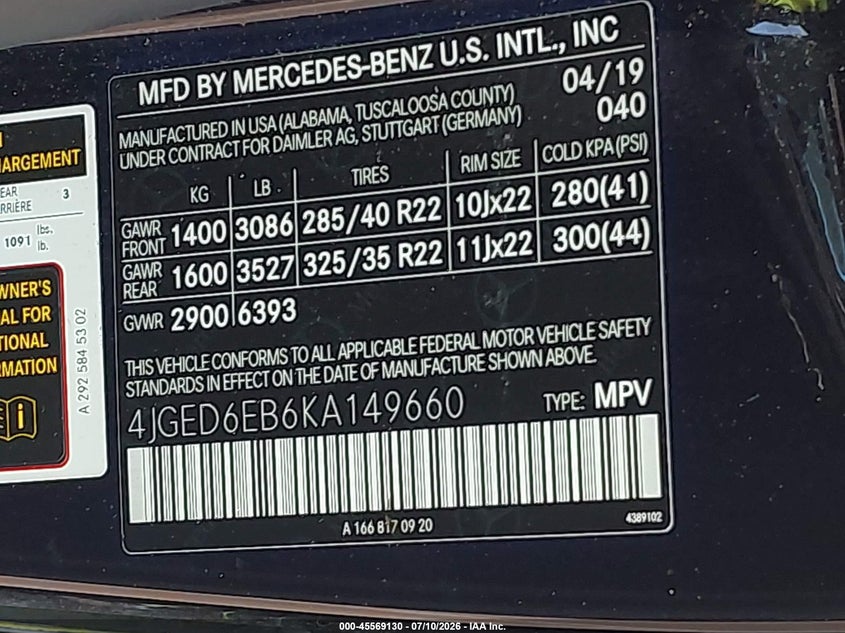2019 Mercedes-Benz Amg Gle 43 Coupe 4Matic VIN: 4JGED6EB6KA149660 Lot: 45569130
