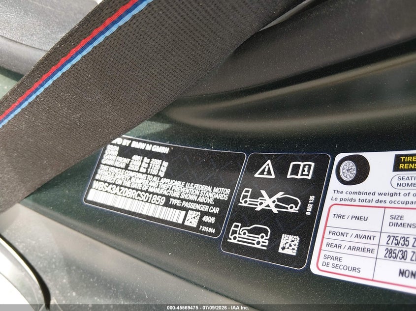 2024 BMW M4 Competition xDrive VIN: WBS43AZ08RCS01859 Lot: 45569475
