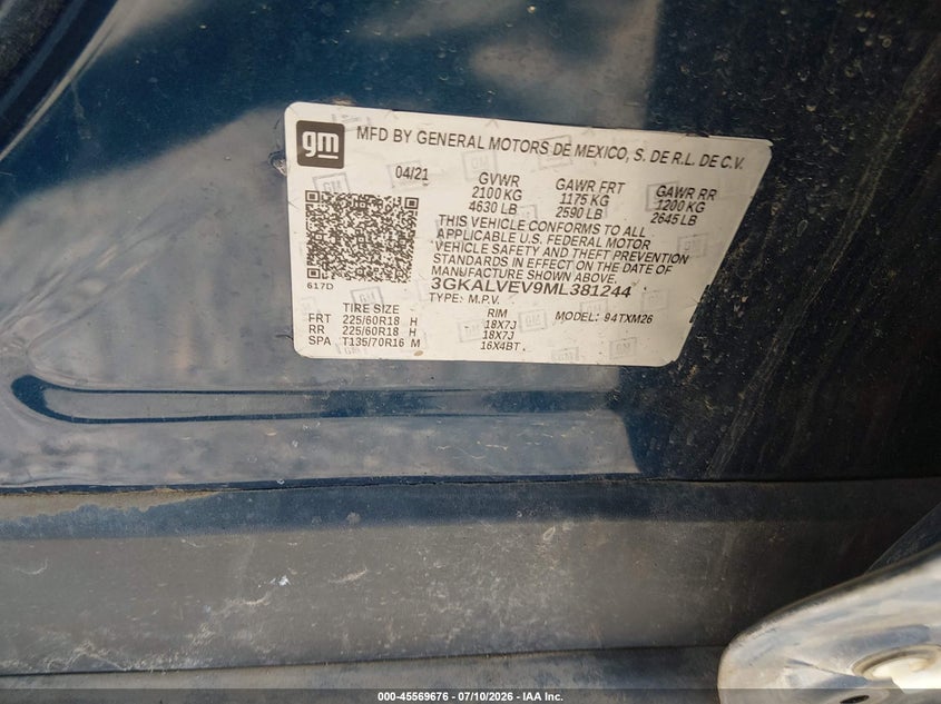 2021 GMC TERRAIN SPORT UTILITY VEHICLE 1.5L I-4 DI, DOHC, VVT, TURBO, 170HP