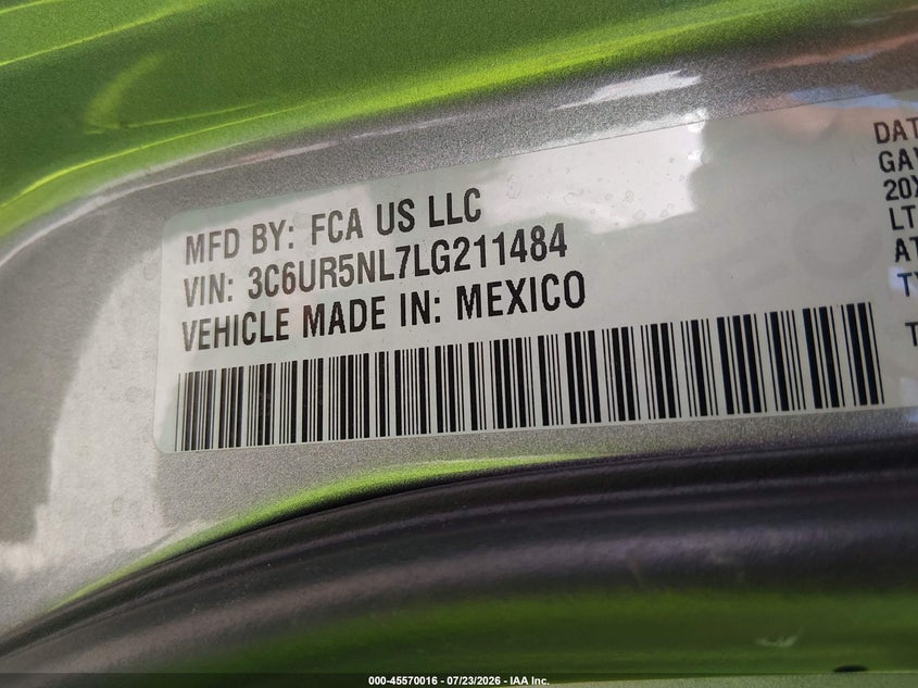 2020 RAM 2500 TRUCK 6.7L I-6 DI, TURBO, 370HP