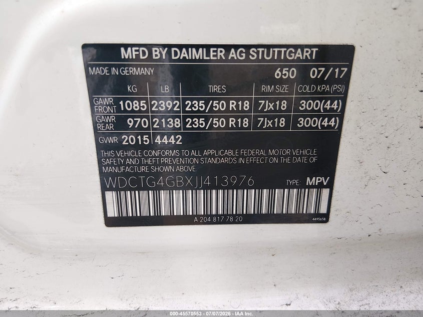 2018 Mercedes-Benz Gla 250 4Matic VIN: WDCTG4GBXJJ413976 Lot: 45570553