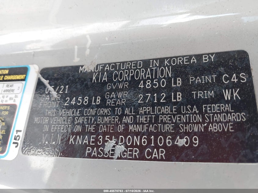 2022 Kia Stinger Gt-Line VIN: KNAE35LD0N6106409 Lot: 45570783