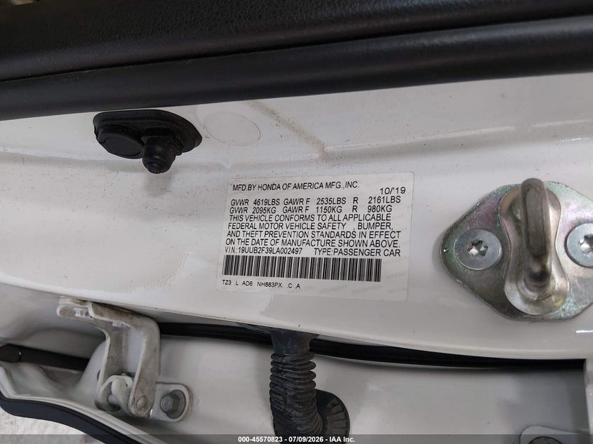2020 Acura Tlx Standard VIN: 19UUB2F39LA002497 Lot: 45570823