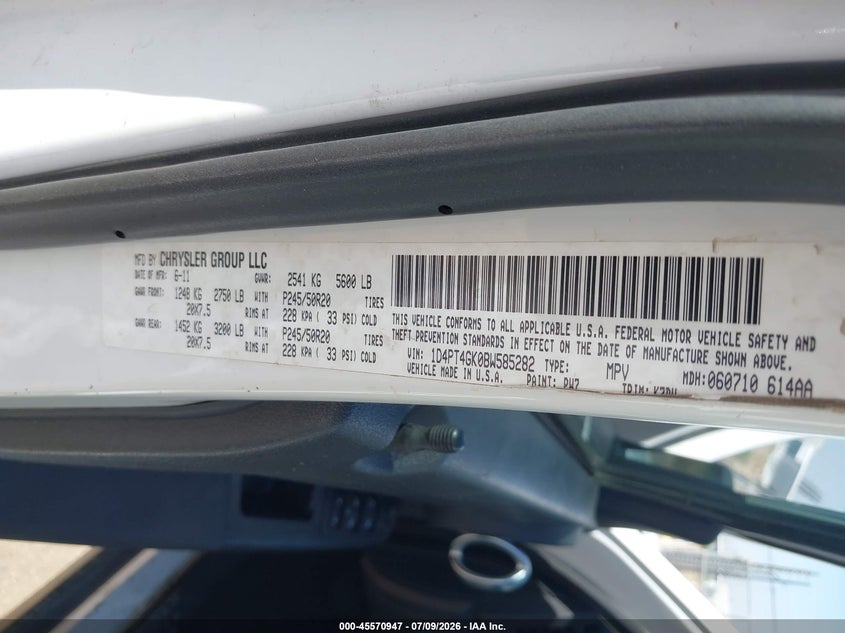 2011 Dodge Nitro Heat VIN: 1D4PT4GK0BW585282 Lot: 45570947