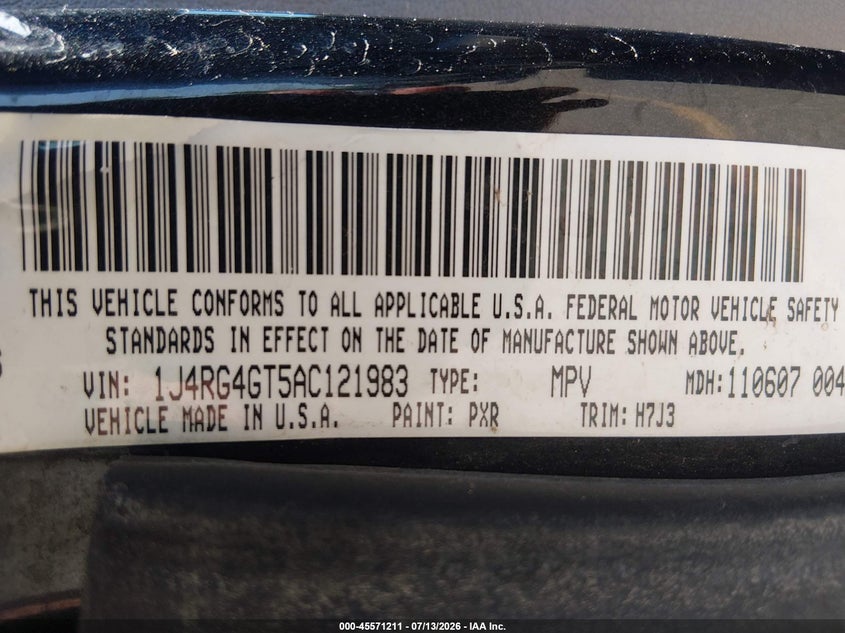 2010 Jeep Commander Sport VIN: 1J4RG4GT5AC121983 Lot: 45571211