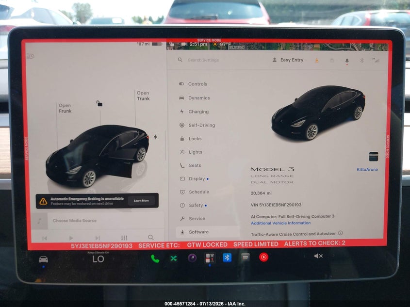 2022 Tesla Model 3 Long Range Dual Motor All-Wheel Drive VIN: 5YJ3E1EB5NF290193 Lot: 45571284