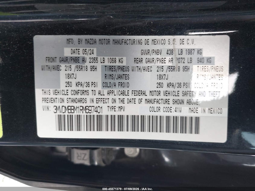 2024 MAZDA CX-30 SPORT UTILITY VEHICLE 2.5L I-4 DI, DOHC, VVT, 191HP