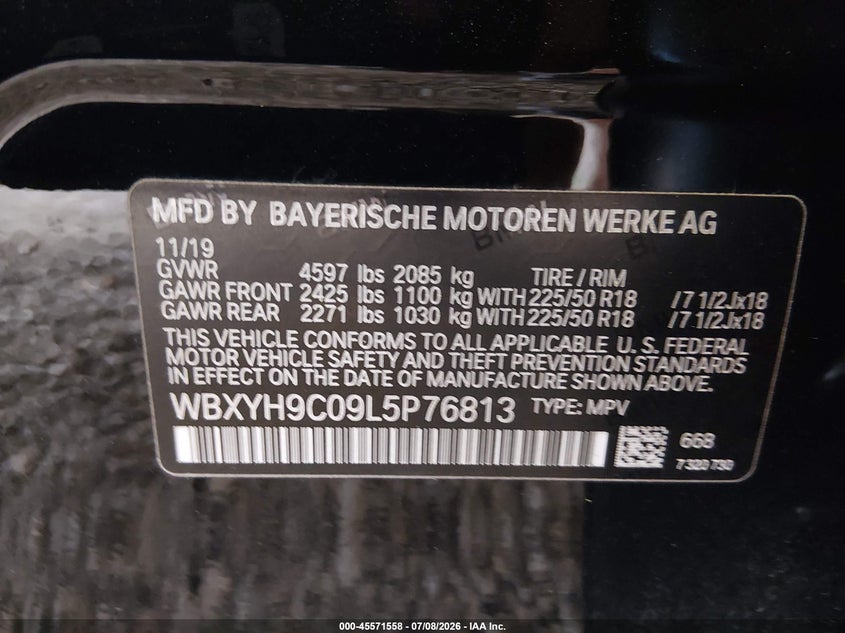 2020 BMW X2 Sdrive28I VIN: WBXYH9C09L5P76813 Lot: 45571558