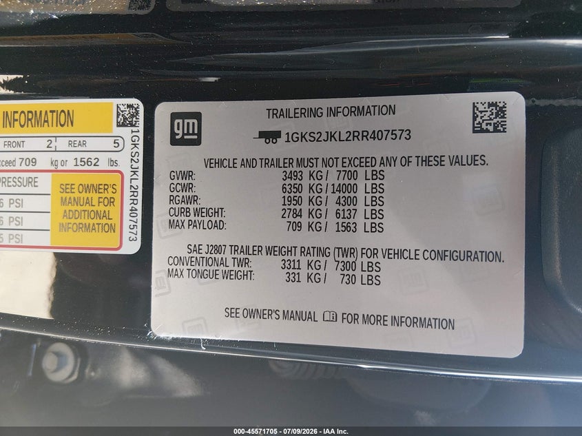 GMC YUKON XL 2024 VIN 1GKS2JKL2RR407573