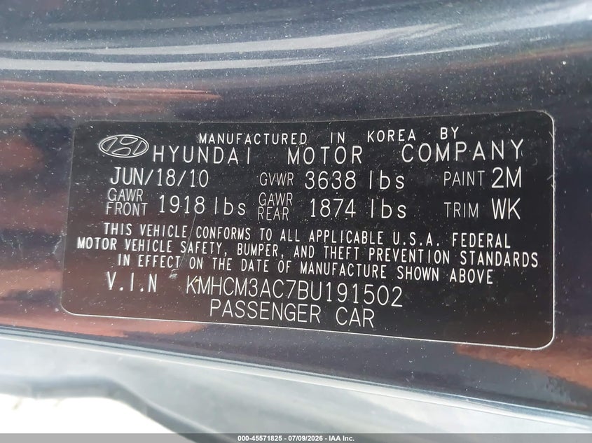2011 HYUNDAI ACCENT HATCHBACK 1.6L I-4 DOHC, VVT, 110HP
