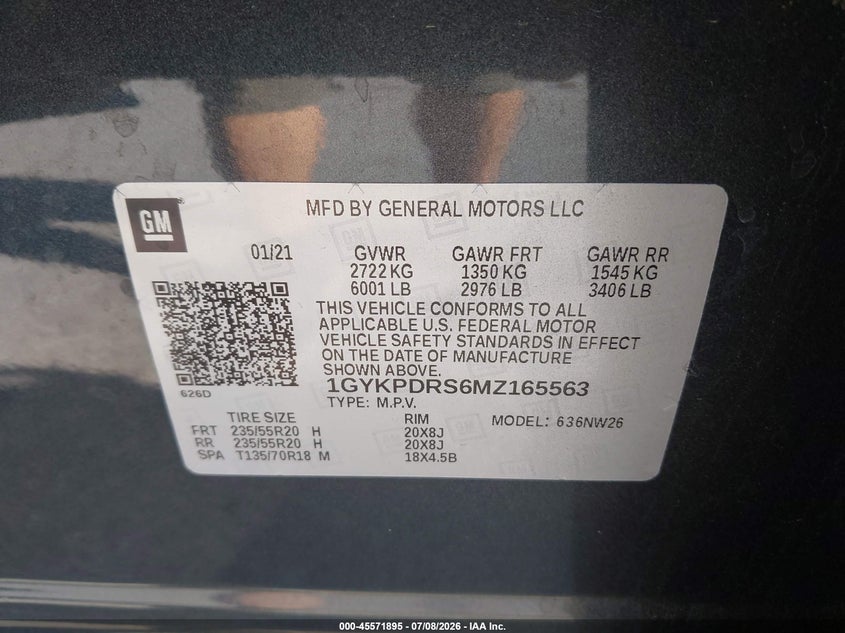 2021 Cadillac Xt6 Awd Premium Luxury VIN: 1GYKPDRS6MZ165563 Lot: 45571895