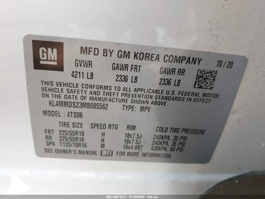 BUICK ENCORE GX 2021 VIN KL4MMDS23MB085562