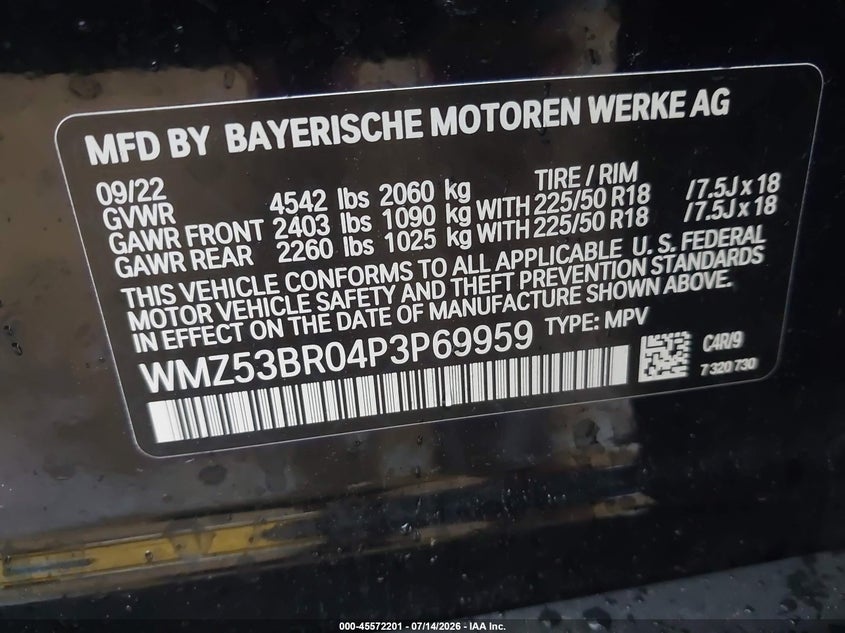 2023 Mini Countryman Cooper S VIN: WMZ53BR04P3P69959 Lot: 45572201