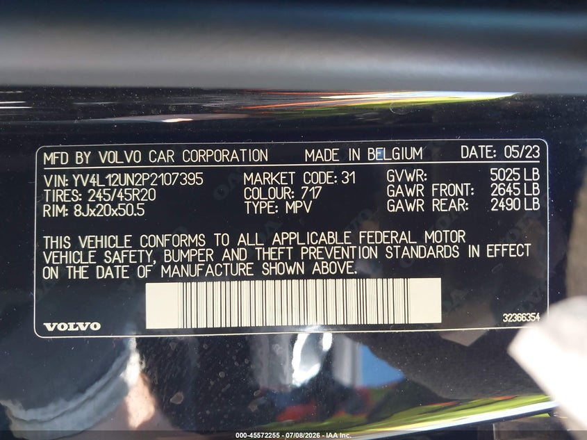 2023 Volvo Xc40 B5 Plus Bright Theme VIN: YV4L12UN2P2107395 Lot: 45572255