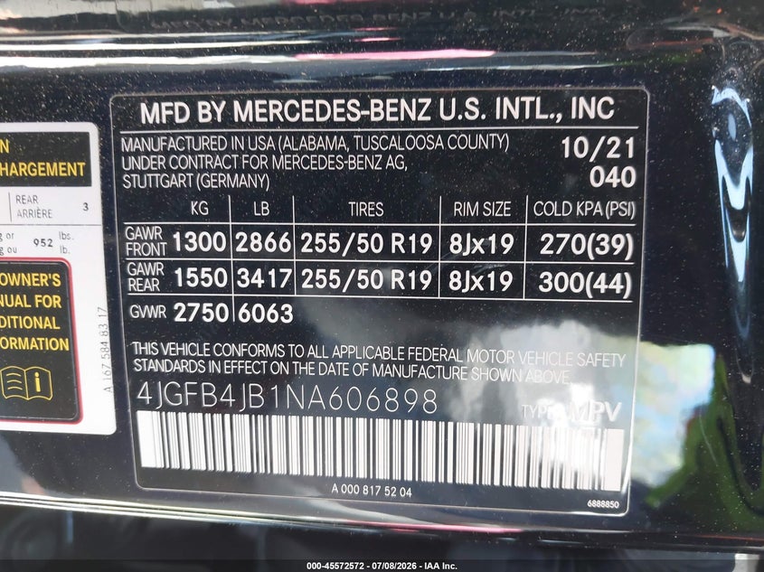 2022 Mercedes-Benz Gle 350 VIN: 4JGFB4JB1NA606898 Lot: 45572572