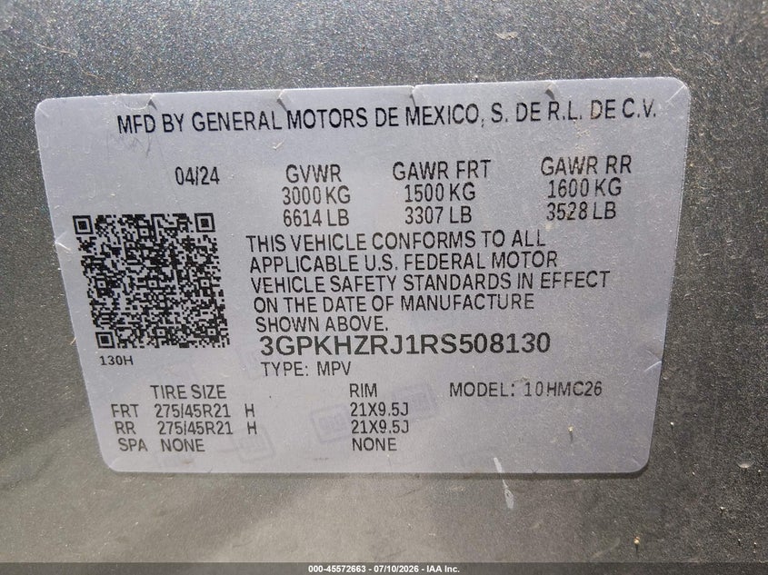 2024 Honda Prologue Elite VIN: 3GPKHZRJ1RS508130 Lot: 45572663