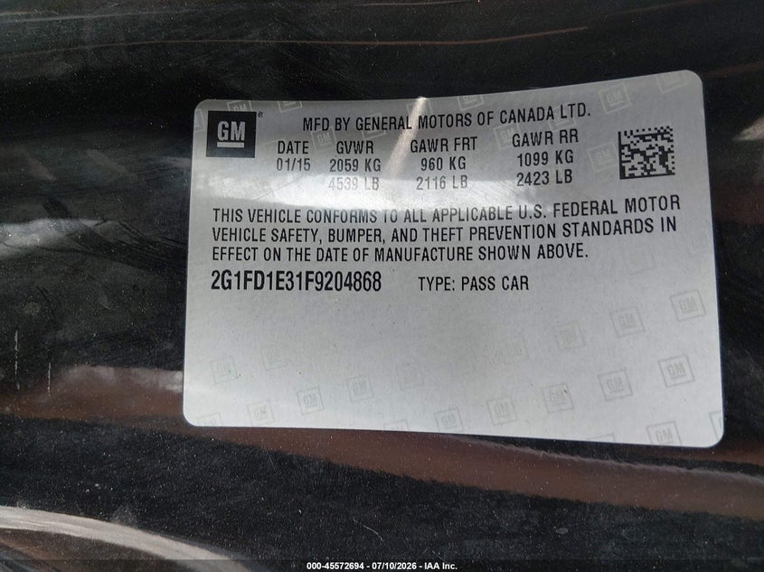 2015 CHEVROLET CAMARO COUPE 3.6L V-6 DI, DOHC, VVT, 323HP