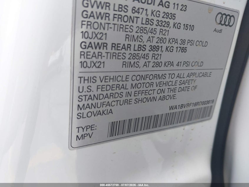 2024 Audi Q8 Premium Plus 55 Tfsi Quattro VIN: WA1BVBF16RD003619 Lot: 45572759