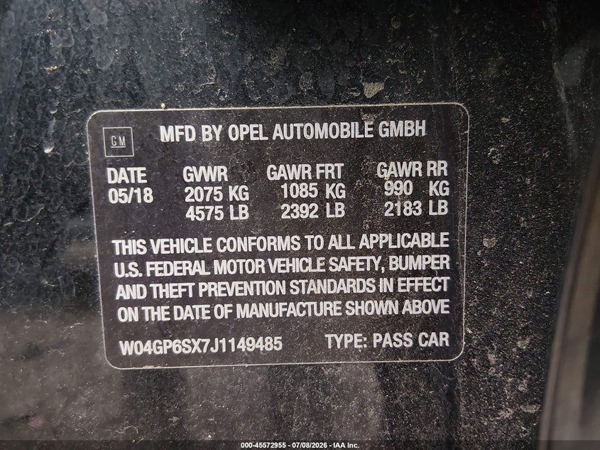 2018 Buick Regal Sportback Essence VIN: W04GP6SX7J1149485 Lot: 45572955