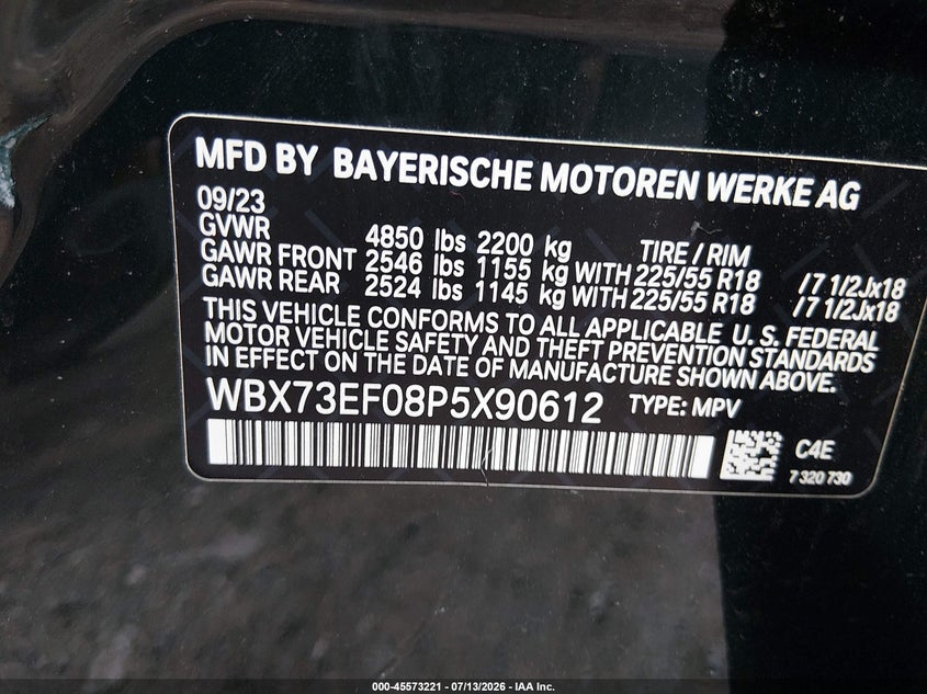 2023 BMW X1 xDrive28I VIN: WBX73EF08P5X90612 Lot: 45573221