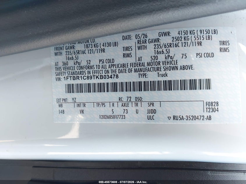 2026 FORD TRANSIT VAN 3.5L V-6 DI, DOHC, VVT, 275HP