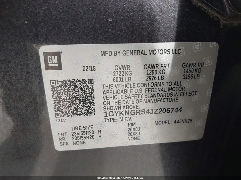 2018 Cadillac Xt5 Platinum VIN: 1GYKNGRS4JZ206744 Lot: 45573834