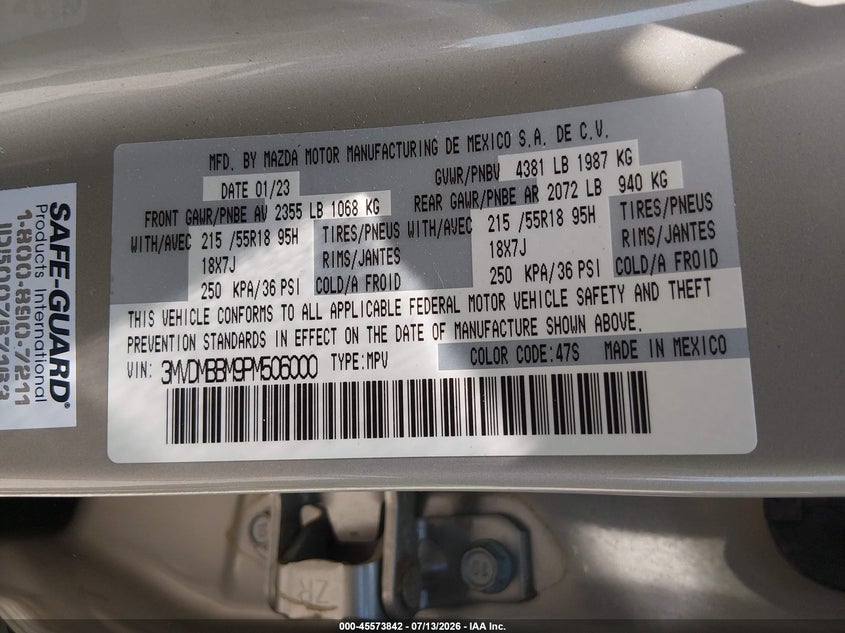 2023 Mazda Cx-30 2.5 S Select VIN: 3MVDMBBM9PM506000 Lot: 45573842