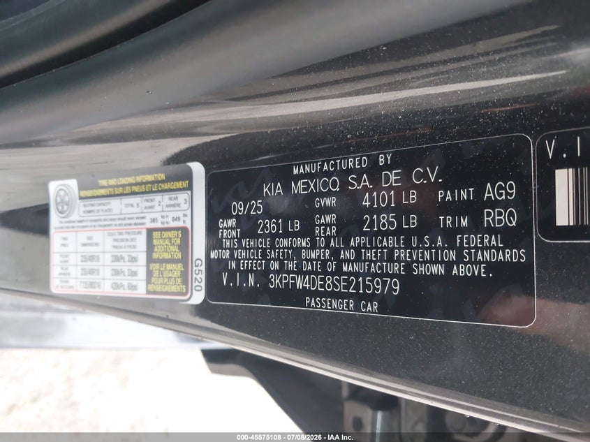 2025 KIA K4 SEDAN 2.0L I-4 DOHC, VVT, 147HP