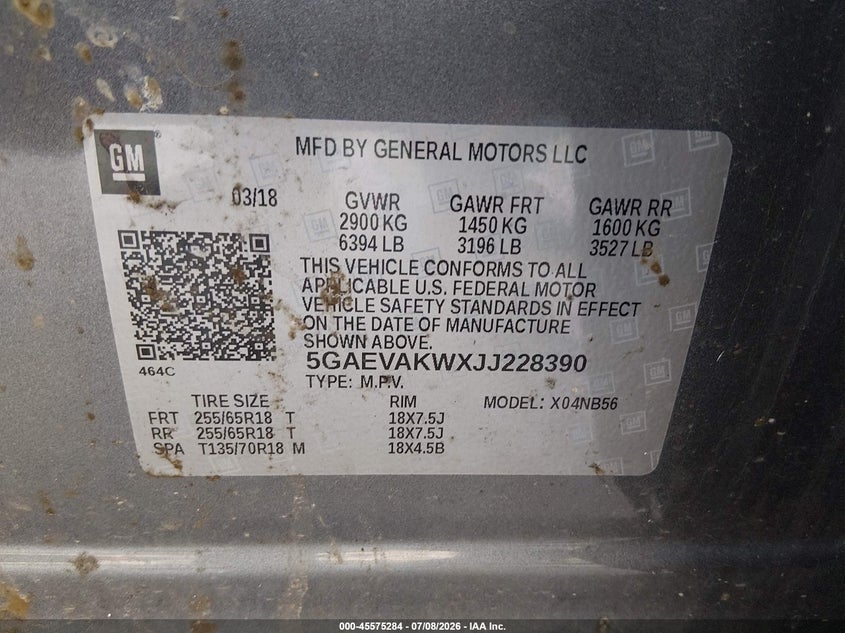 2018 Buick Enclave Essence VIN: 5GAEVAKWXJJ228390 Lot: 45575284
