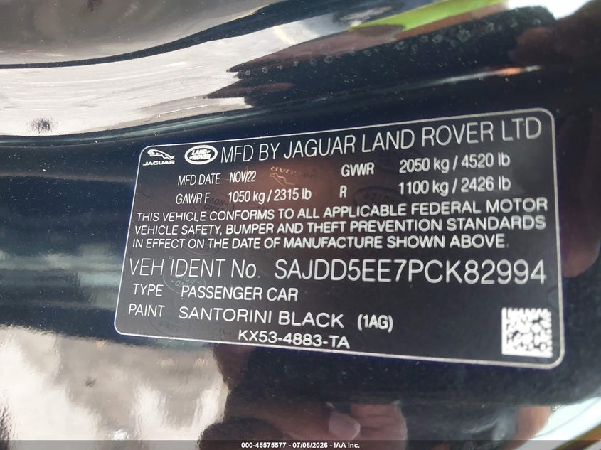 2023 Jaguar F-Type P450 Rwd Automatic VIN: SAJDD5EE7PCK82994 Lot: 45575577