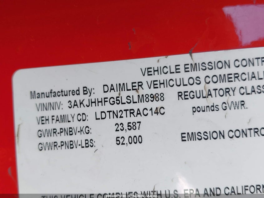 2020 FREIGHTLINER NEW CASCADIA 126 auction photo 8