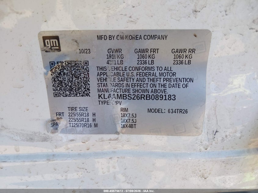 2024 Buick Encore Gx Preferred Fwd VIN: KL4AMBS26RB089183 Lot: 45575872