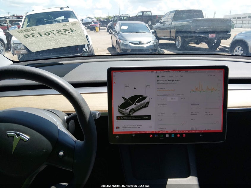 2021 Tesla Model Y Long Range Dual Motor All-Wheel Drive VIN: 5YJYGDEE5MF244891 Lot: 45576139