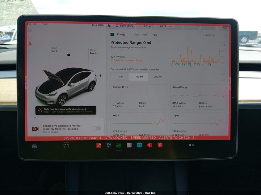 2021 Tesla Model Y Long Range Dual Motor All-Wheel Drive VIN: 5YJYGDEE5MF244891 Lot: 45576139