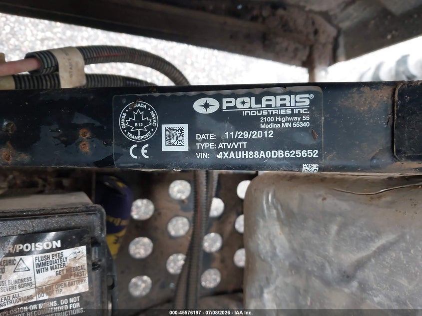 2013 Polaris Ranger 900 Xp VIN: 4XAUH88A0DB625652 Lot: 45576197