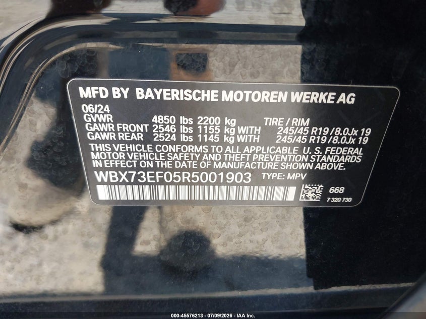 2024 BMW X1 xDrive28I VIN: WBX73EF05R5001903 Lot: 45576213